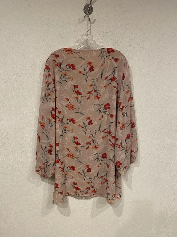 Entro Dress Womens Large Beige Floral V Neck Balloon Sleeve Tunic Boho - Image 4