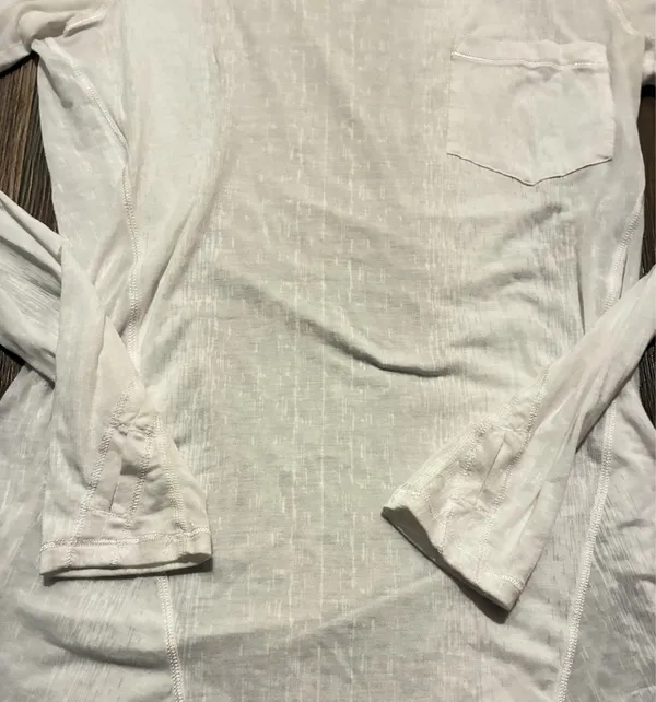 Lululemon White Sheer Burnout Long Sleeve Top Size 4 - Image 3