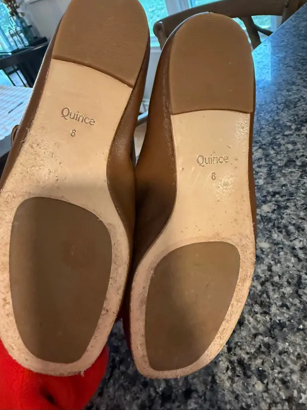 Quince Italian leather buckle Maryjane flats size 6 tan - Image 5