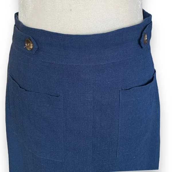 ModCloth Skirt Navy Blue Patch Pocket Straight Knee Length Pencil‎ Nautical Prep - Image 2