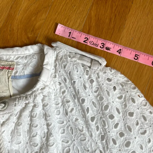 Cartonnier Anthropologie White Eyelet Embroidered Peplum Jacket Blouse Size 0 - Image 10