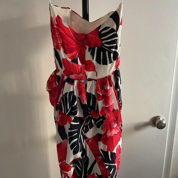 Vintage Hearts Strapless Red Floral Mini Dress 5 90s Y2K Party Coquette Retro - Image 8