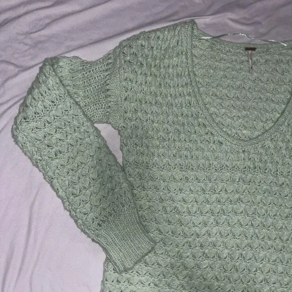 Free People Crashing Waves Pullover Sweater Seamist XS Wool Blend C2 - Image 6