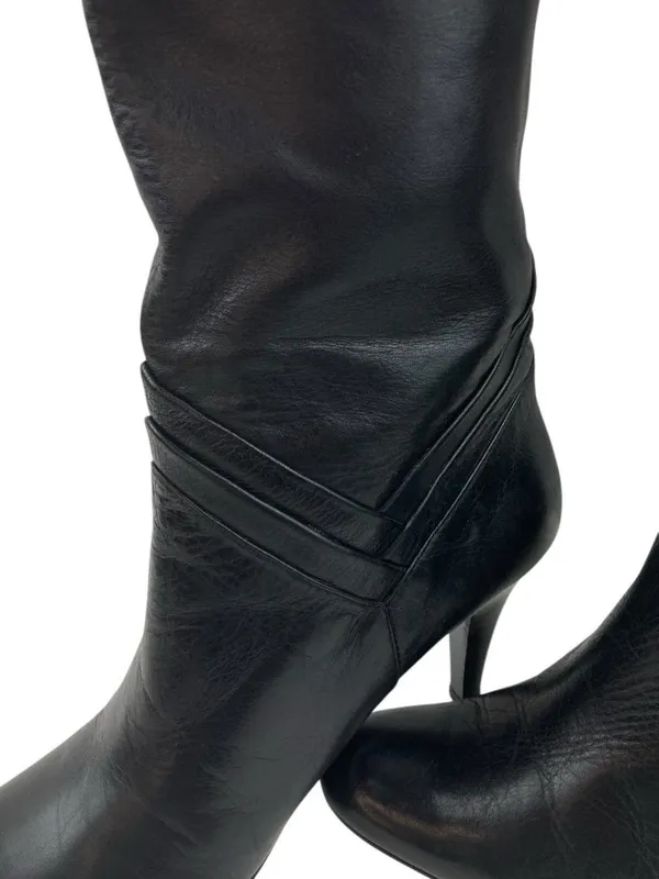 -Sean Ling Nigiri Boots Womens Sz 5.5 Black Buttery Soft Leather Heeled Pull On - Image 7