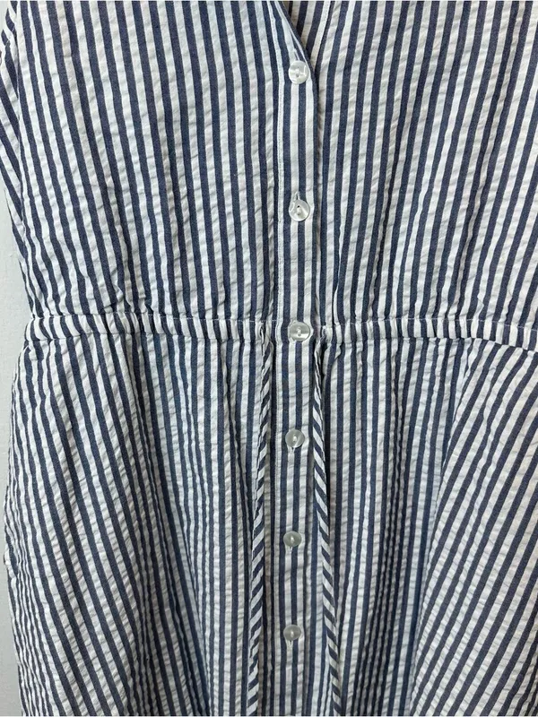 Appleseed's PS Blue and White Striped Sleeveless Midi Shirt Dress - Image 5