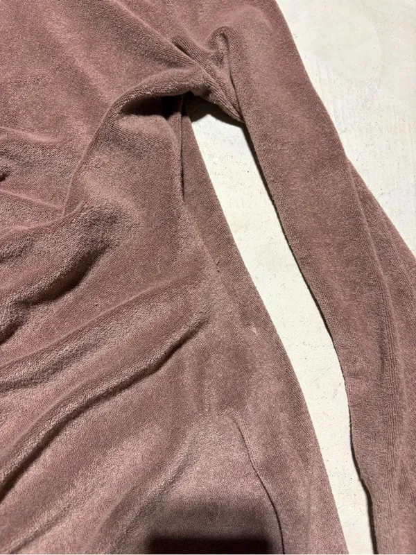 Beige botany Brown Button-Front Ruched Terry cloth Dress medium - Image 4