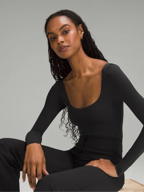 NWT Lululemon Black Wundermost Ultra-Soft Nulu Square-Neck Long-Sleeve Bodysuit - Image 6