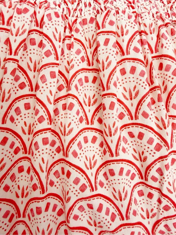 Mon Coco Lucy Convertible Smocked Tiered Maxi Midi Dress Red Vines Block Print - Image 8