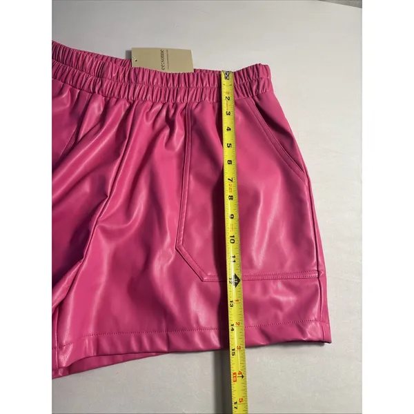 NWT ee:some Faux‎ Leather High Waisted Shorts Hot Pink Elastic Waist Size Large - Image 7