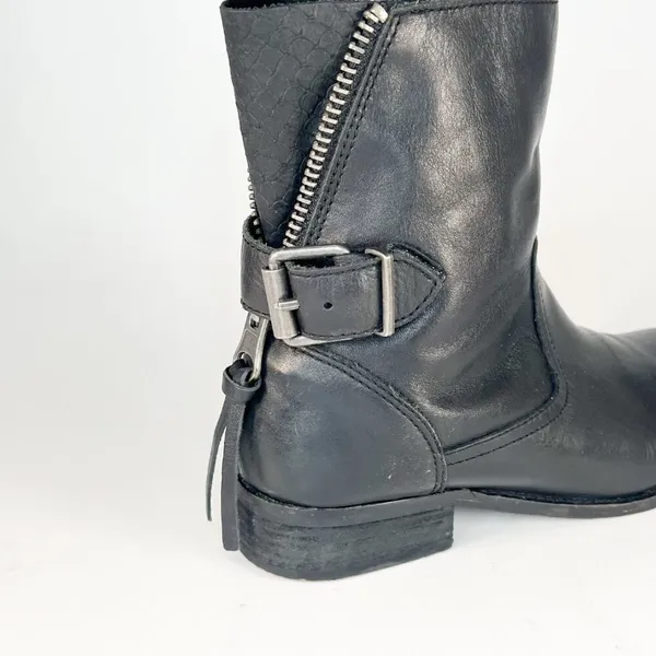 Aldo Black Leather Moto Motorcycle Buckle Ankle Boots Booties Women 7.5 - Image 9