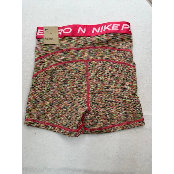 Nike Pro Womens 3" Spacedye Training Shorts Pink Green HJ6348-629 Small NWT - Image 3