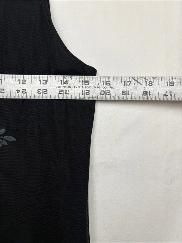 Abercrombie & Fitch size medium Black Tank Mini Dress Gray Embroidery bead y2k - Image 5
