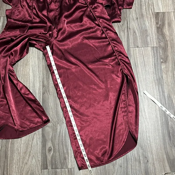 BB Dakota ,wine Red Satin Pajama Set – Silky 2-Piece Sleepwear. - Image 5