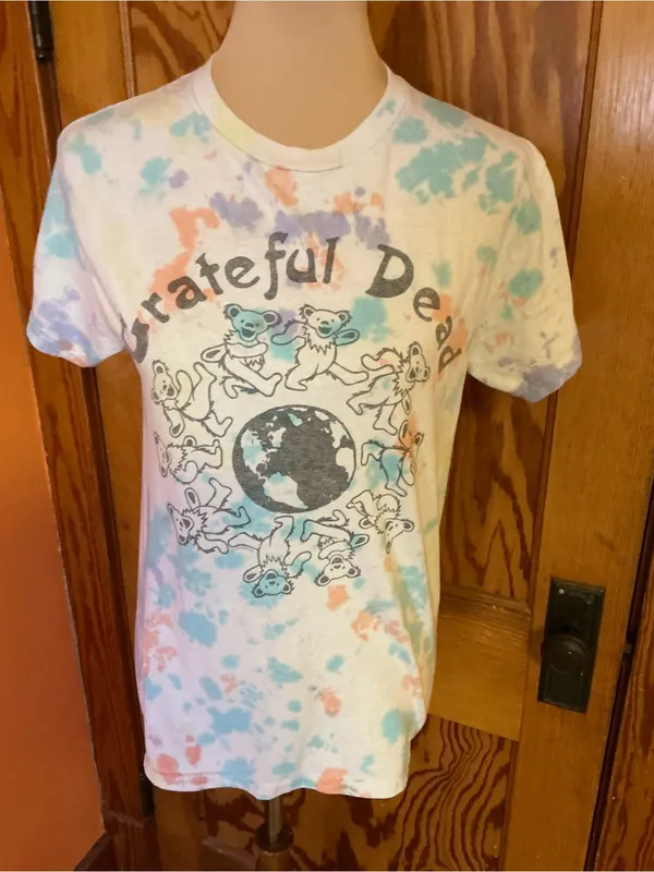 Junk Food Grateful Dead Dancing Bears Earth Tie Dye Graphic Tee XS 100% Cotton - Image 3