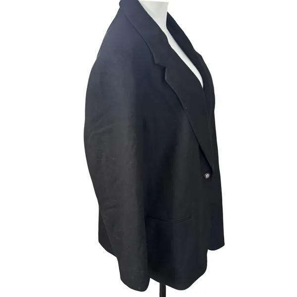 Vintage Pure New Wool Single Button Women's Blazer Size 18 Black Plus Size - Image 4
