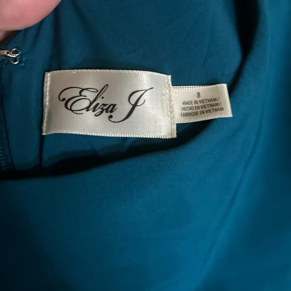 NWOT Eliza J Side Drape Laguna Crepe Cocktail Teal Blue Dress 8 - Image 5