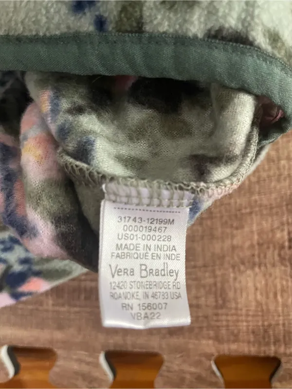 Vera Bradley Floral Fleece Pull Over with Snap Collar Size Medium - Image 5