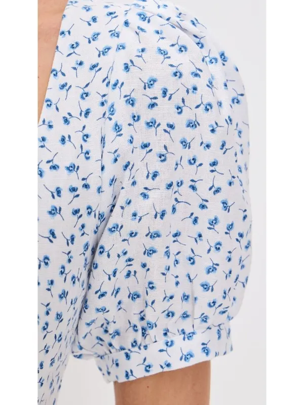 NWT Reformation Coucou in Hanna Floral Linen Puff Sleeve Midi Dress 12 $278 - Image 5