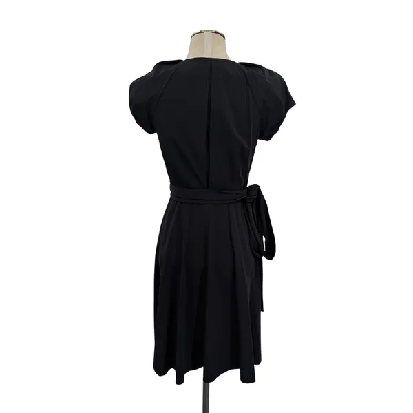 Diane Von Furstenberg Peyton Wrap Dress Puff Sleeve Knee Length Black 4 - Image 6