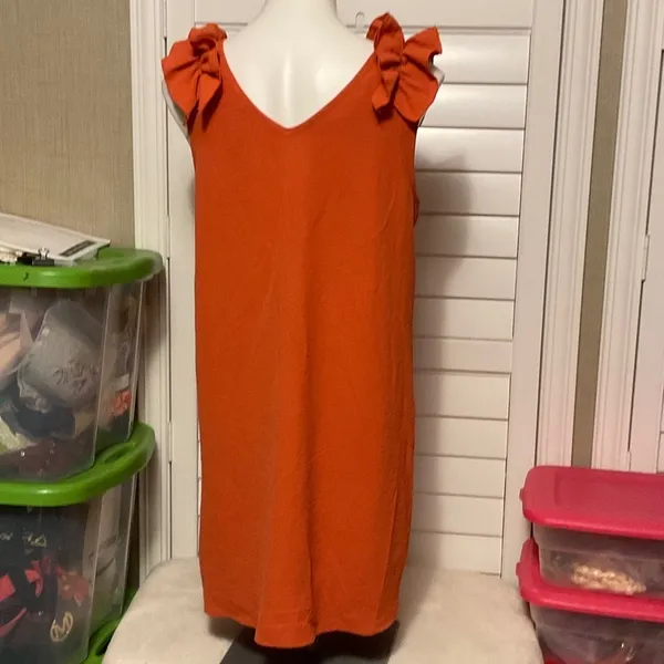Entro Vibrant Orange Mini Dress with Ruffle Sleeves - Image 4