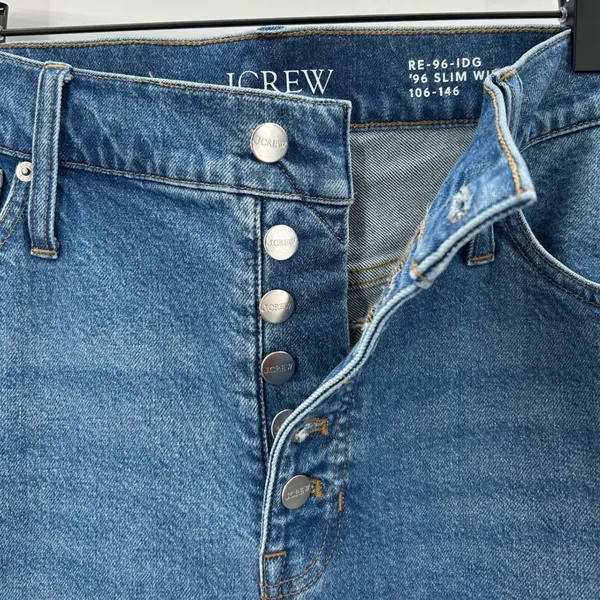 J Crew 96 Slim Cropped Ankle Leg Button‎ Fly Denim Jeans Medium Wash Size 33 - Image 6