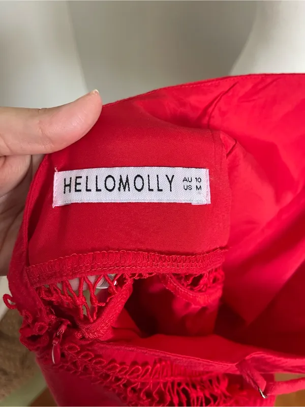 Hello Molly Red Spaghetti-Strap Lace-Trim Mini Dress - Image 6