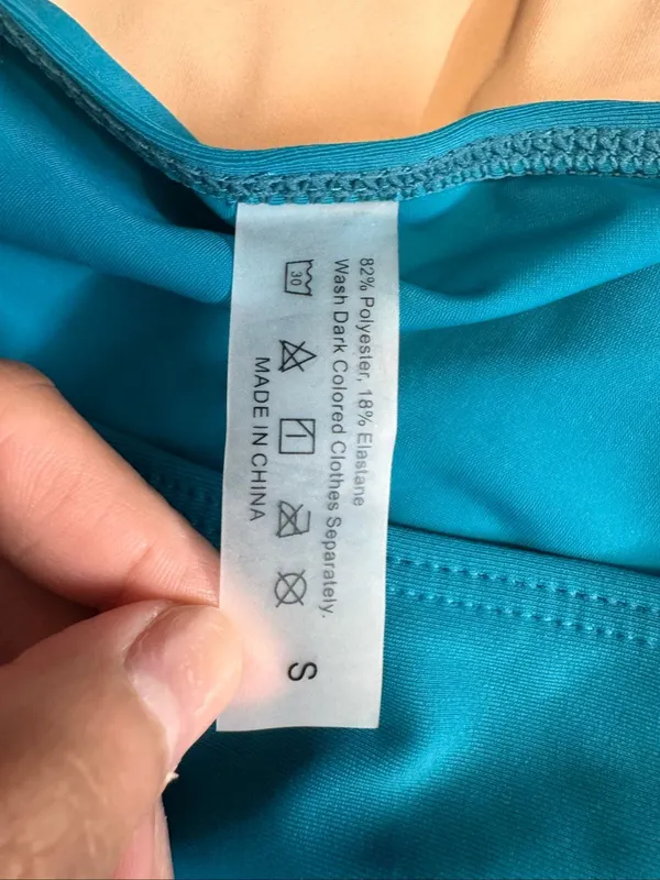 SHEIN High Waisted Bikini Bottoms Womens Small Teal Blue Swim Briefs - Image 2