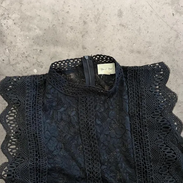 new & next black boho sheer lacey loose top/shall - Image 2