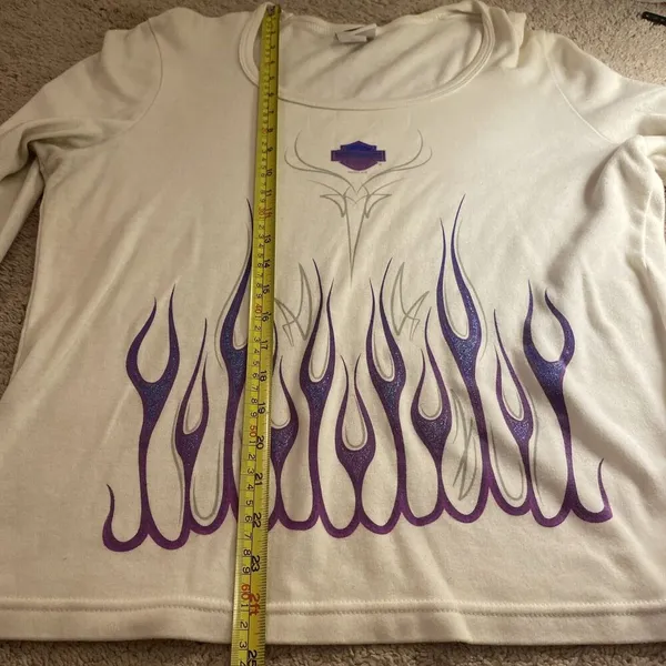 Harley Davidson Purple Glitter Flame Top Long Sleeve XL - Image 14