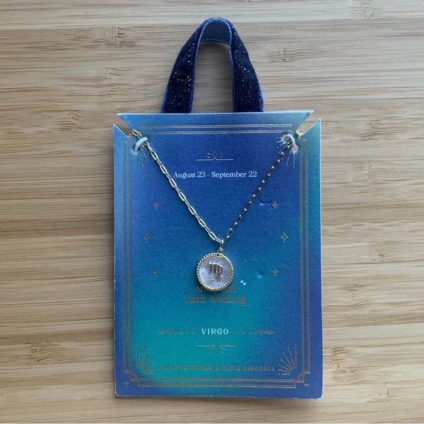 Beloved + Inspired 14K Gold Dipped Mother of Pearl Zodiac Pendant Necklace - NWT - Image 4