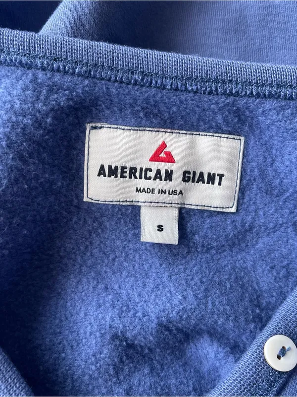 American Giant Blue Long Sleeve V-Notch Top Small - Image 5