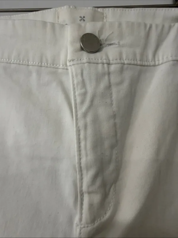 Caslon Cotton Chino Cropped Pants Pockets Straight White Stretch Women Size 12 - Image 3