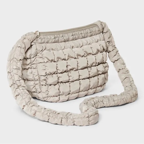 NWOT Wild Fable Taupe Puffer Quilted Crossbody Softside Woven Hand Bag Purse - Image 2