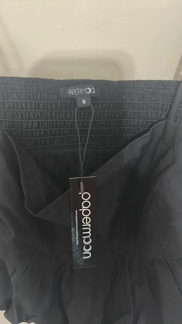 PaperMoon Black bubble tank spaghetti strap with elastic on back new with tags - Image 6