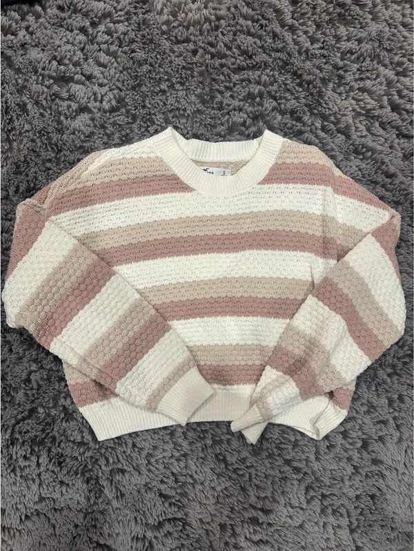 Hollister pink and white Sweater - Image 2