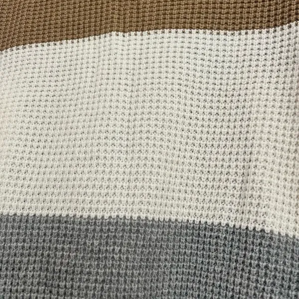 Gray and White Chunky Knit Cardigan Sweater - Image 6