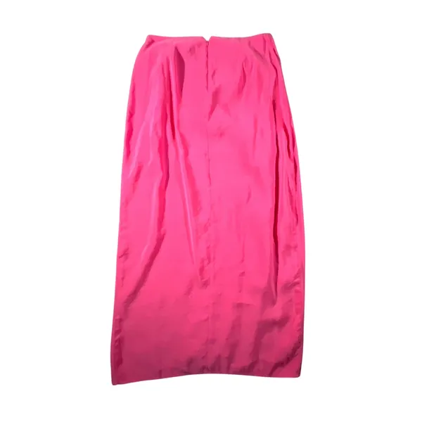 Zara Midi Skirt Womens Small Vibrant Pink‎ Faux Wrap Side Knot Summer - Image 2