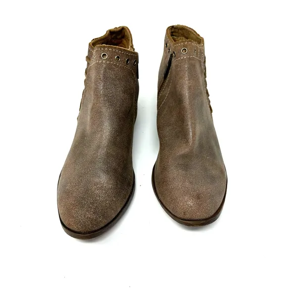 Minnetonka Size 8.5 Boot Brown‎ Leather Bootie Side Zip Lace Accent Autumn Fall - Image 2