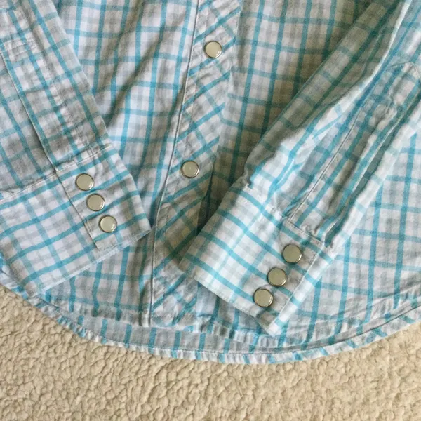 Aeropostale Vintage Y2K Plaid Pearl Snap Button Down Western Shirt - Sz Small - Image 6