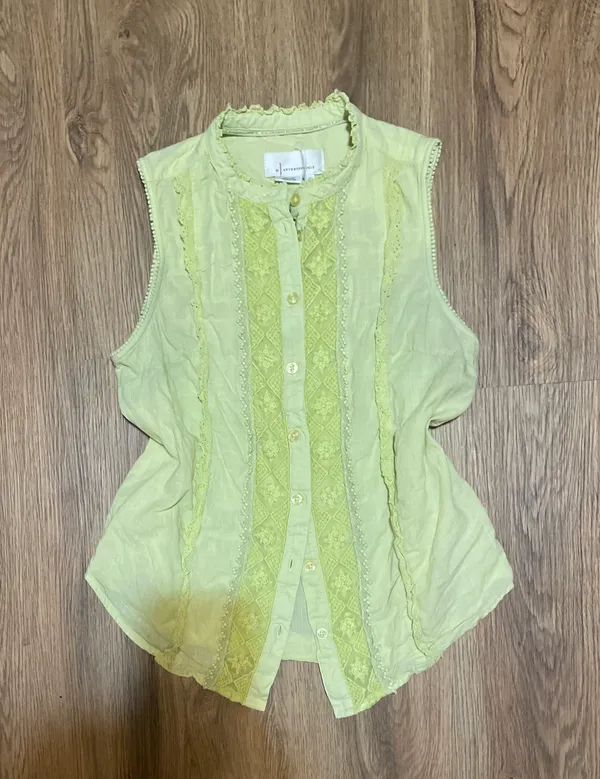 Anthropologie Lace Button Up Vest - Image 3