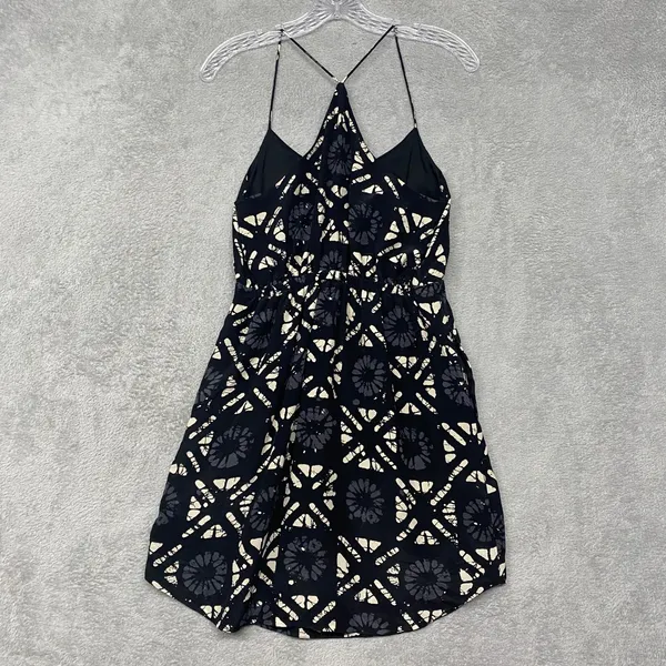 Madewell Silk Dress Size 0 Black Floral Print Sleeveless Mini Sundress - Image 7