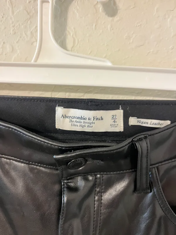 Abercrombie Black Vegan Leather Pants - Image 3