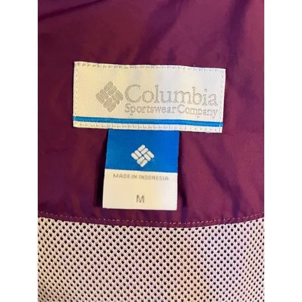Columbia Yamhill Wind II Jacket Size M Purple White Hooded Full Zip (2470) - Image 7