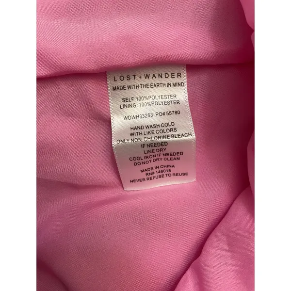 LOST‎ + WANDER Pink Paloma Maxi Dress M Spaghetti Strap Tiered Textured Crinkle - Image 9
