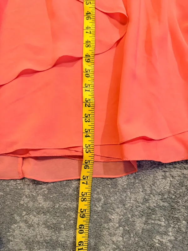Stacees Flutter Sleeve V-Neck Coral Evening Dress - Image 9