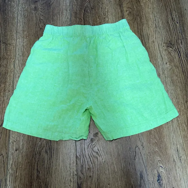 C&C California 100% Linen Shorts Womens M Lime Green‎ Elastic Waist boho beach - Image 6