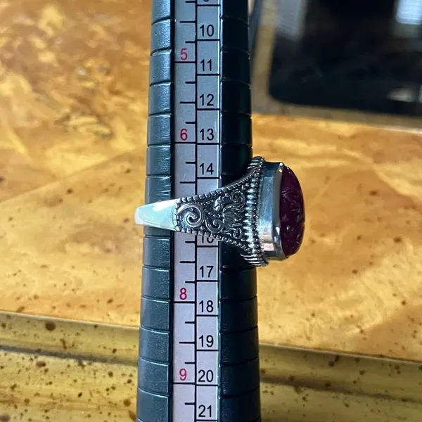 Natural Ruby Sterling Silver Artistic Ring Size 7 Red - Image 7