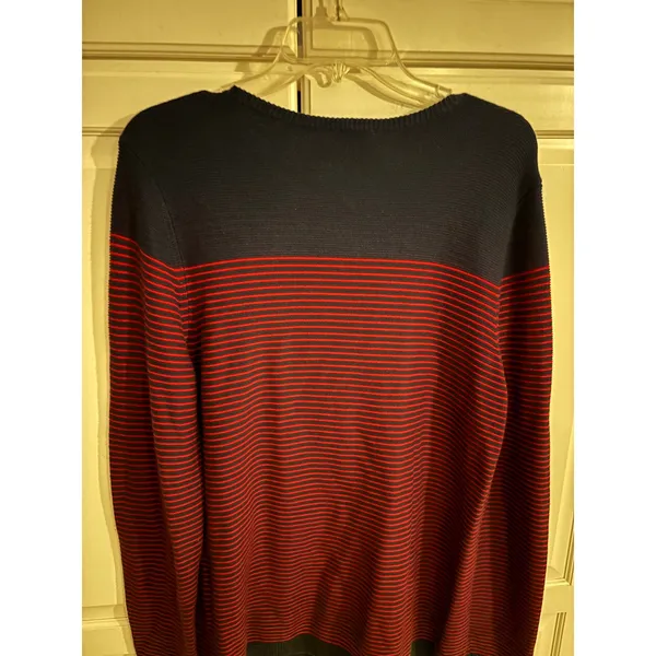 Talbots‎ Womens Navy Blue Red Striped Shoulder Zip Cashmere Blend Sweater Large - Image 5