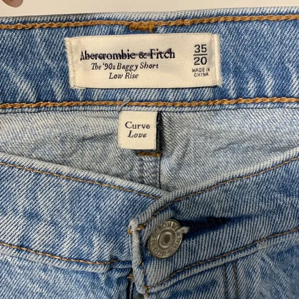 Abercrombie And Fitch 90s Baggy Short Low Rise Jean Denim Rise Curve Love 35/20 - Image 2