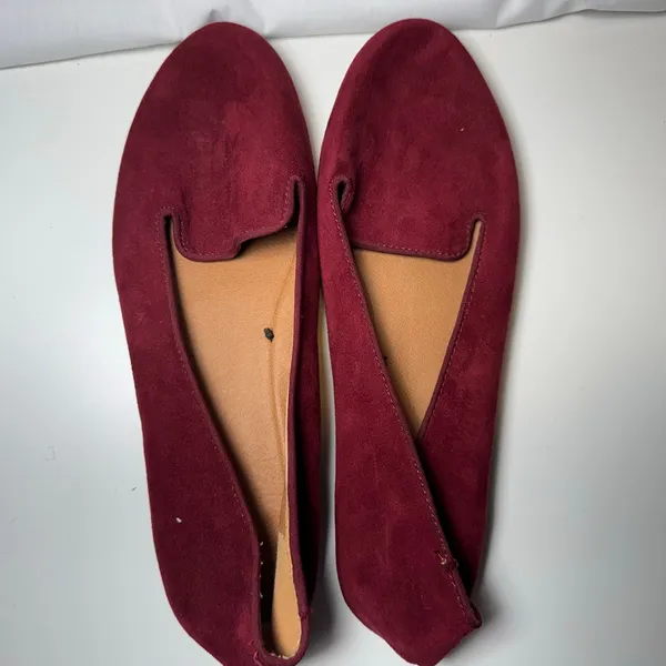 Womens Unisex H&M Size 7 EU 38 Maroon Ballet Flats Round Toe Everyday Casual - Image 3